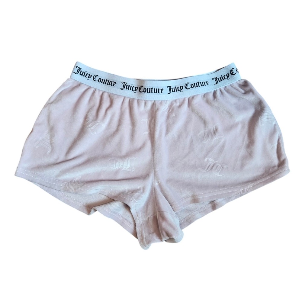 Juicy Couture Sleep Shorts Pink Velour Logo Embossed Loungewear Y2K‎ Small